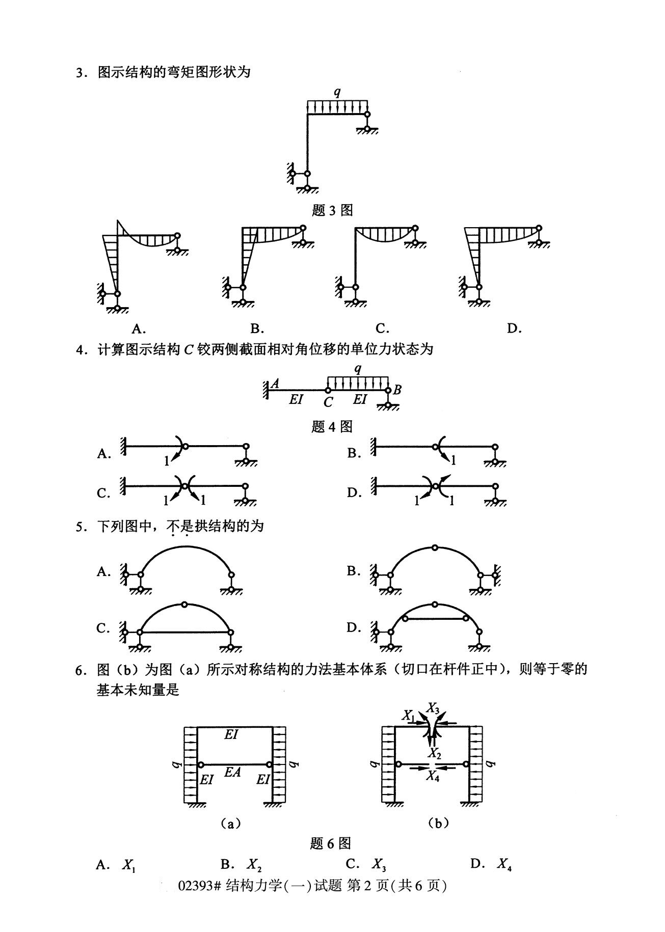 全国2020年8月高等教育自学考试02393结构力学(一)试题